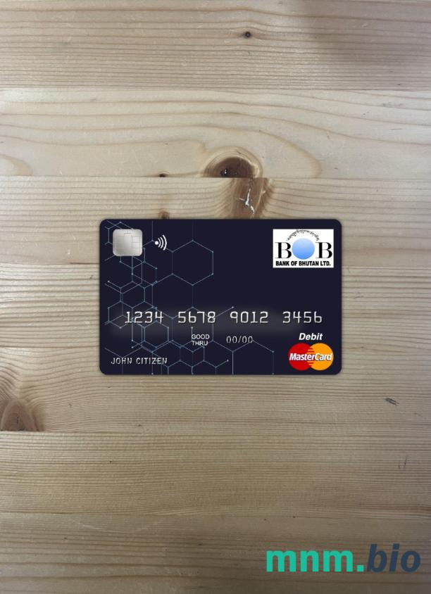 Bhutan bank of Bhutan master card wygląd fotograficzny skan PSD + zdjęcie